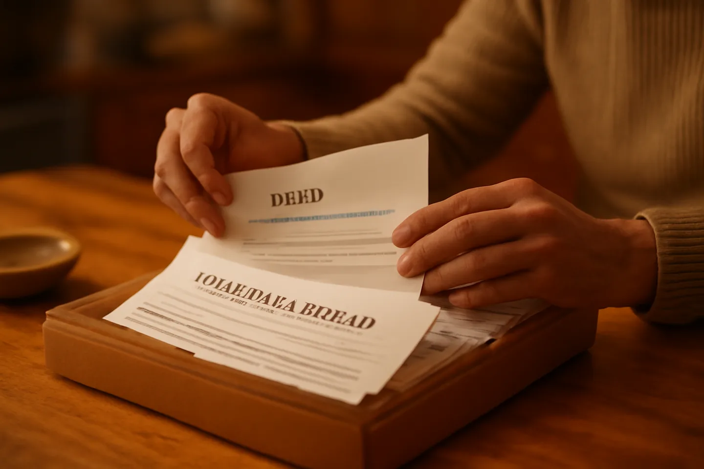 Sorting through inherited land documents and deed paperwork