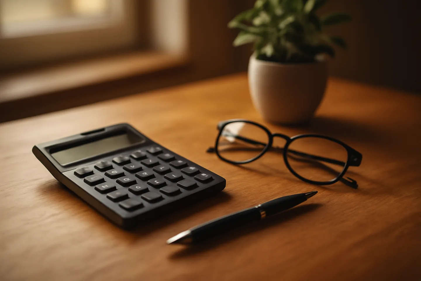 Calculator and property tax forms on a desk for selling land