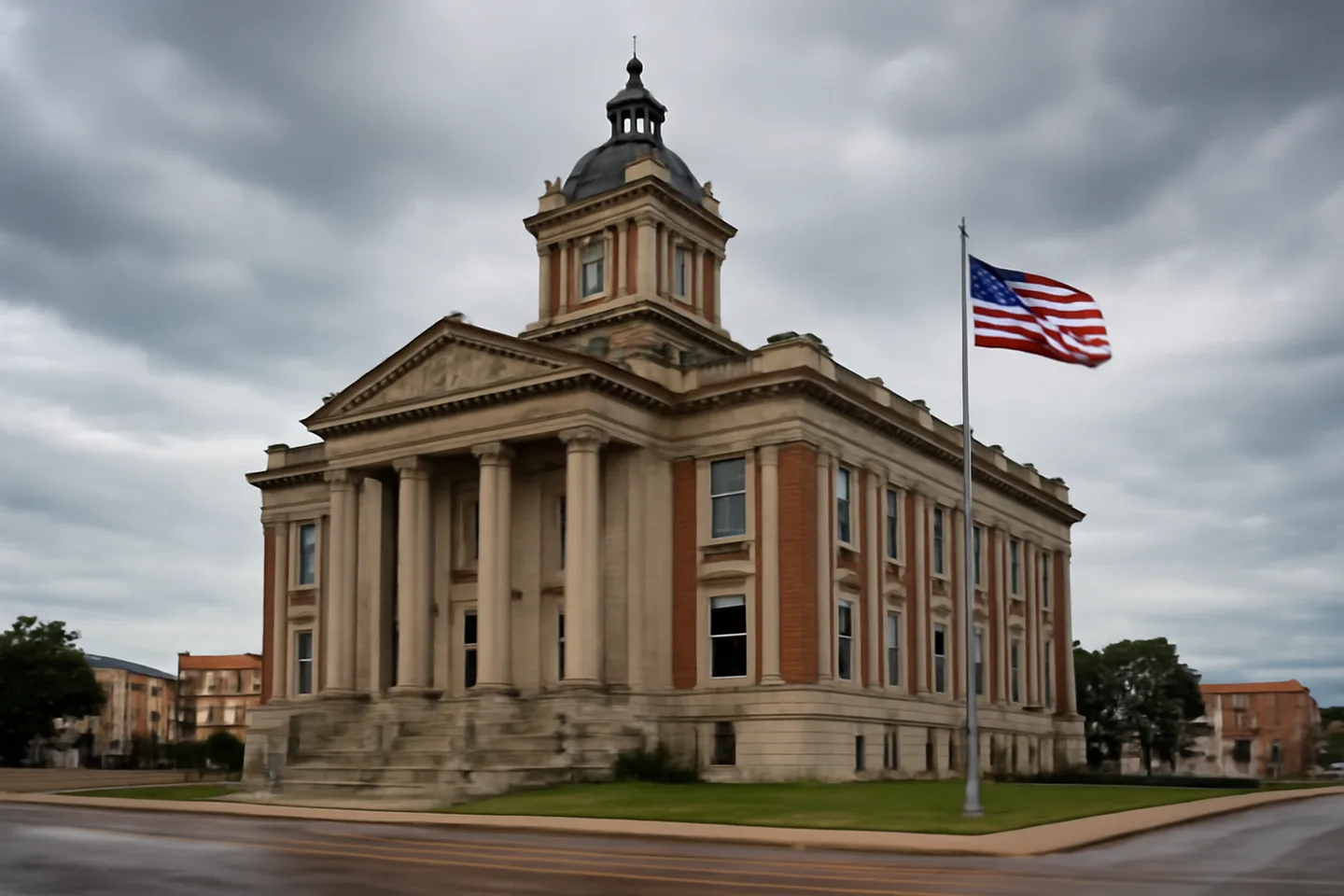 County courthouse exterior in a small town