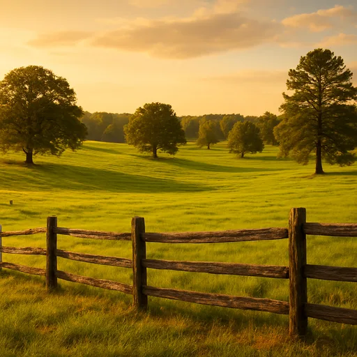 Rural acreage with open grassland in Wake County, North Carolina