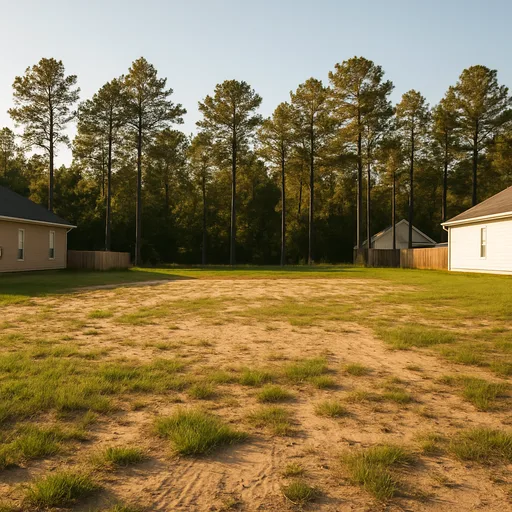 Cleared vacant residential lot in Fayetteville, North Carolina
